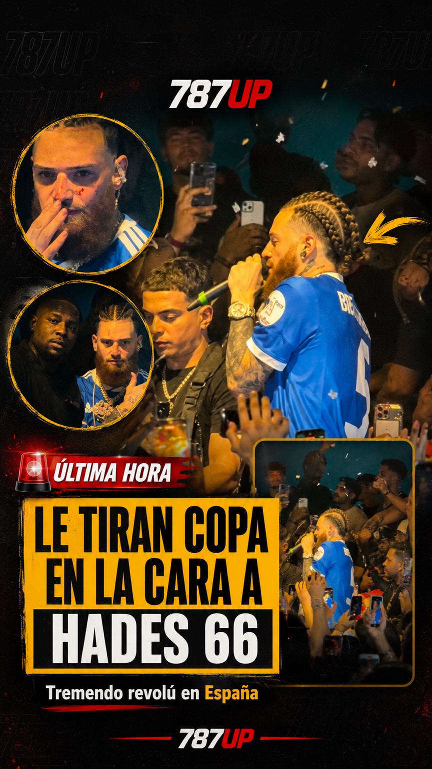LE TIRAN UNA COPA DE CRISTAL EN LA CARA A HADES 66 EN MALLORCA