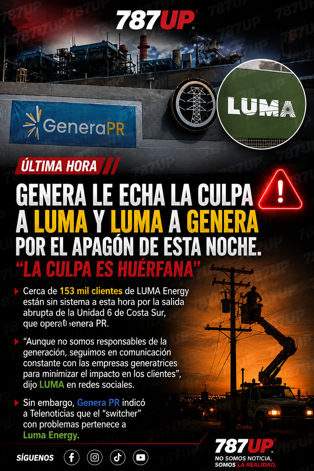 “LA CULPA ES HUÉRFANA”: GENERA CULPA A LUMA Y LUMA APUNTA A GENERA