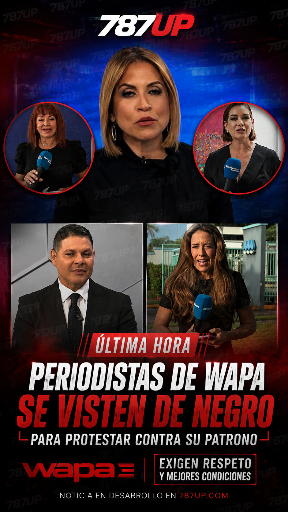 PERIODISTAS DE WAPA SE VISTEN DE NEGRO EN PROTESTA CONTRA SU PATRONO
