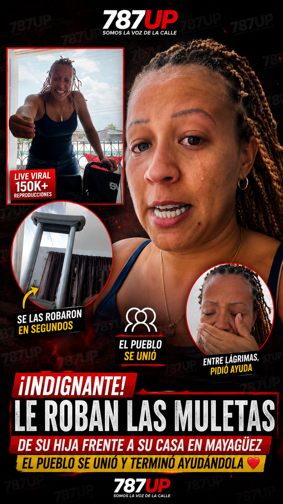 LE ROBAN LAS MULETAS DE SU HIJA Y EL PUEBLO SE UNE PARA AYUDARLA