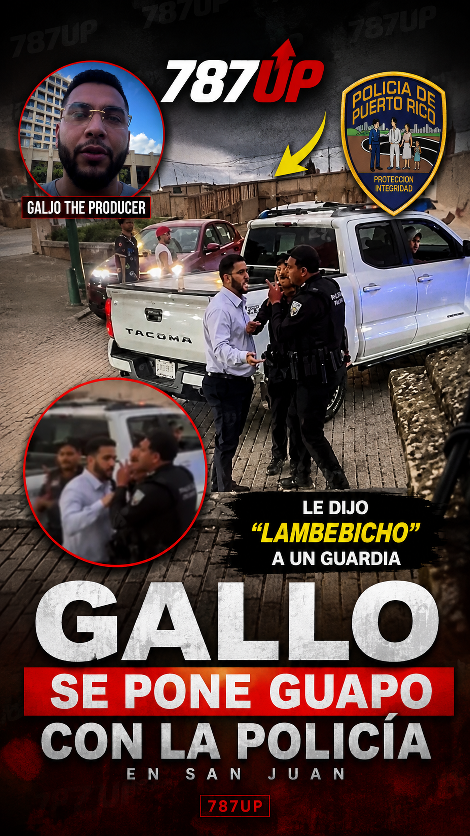 GALLO THE PRODUCER SE PONE GUAPO CON GUARDIAS EN SAN JUAN